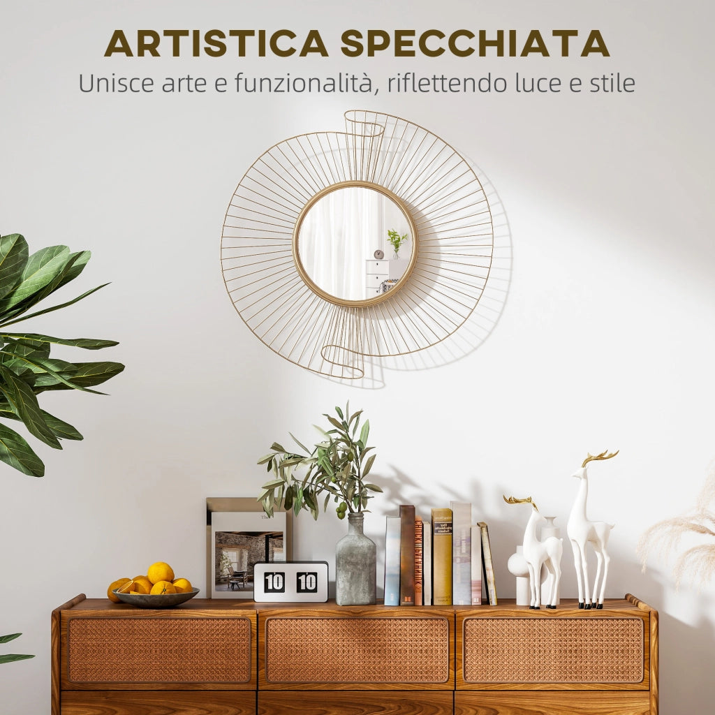 Specchio da Parete Rotondo ¨C Minimal ¨C Oro 60x60 cm