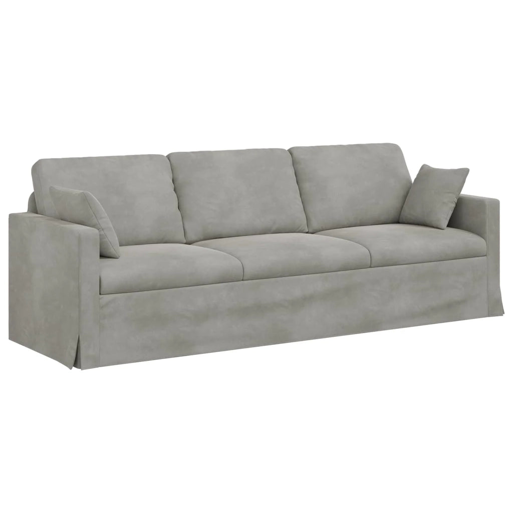 Divano Grigio chiaro 228 x 78 x 80 cm Velluto