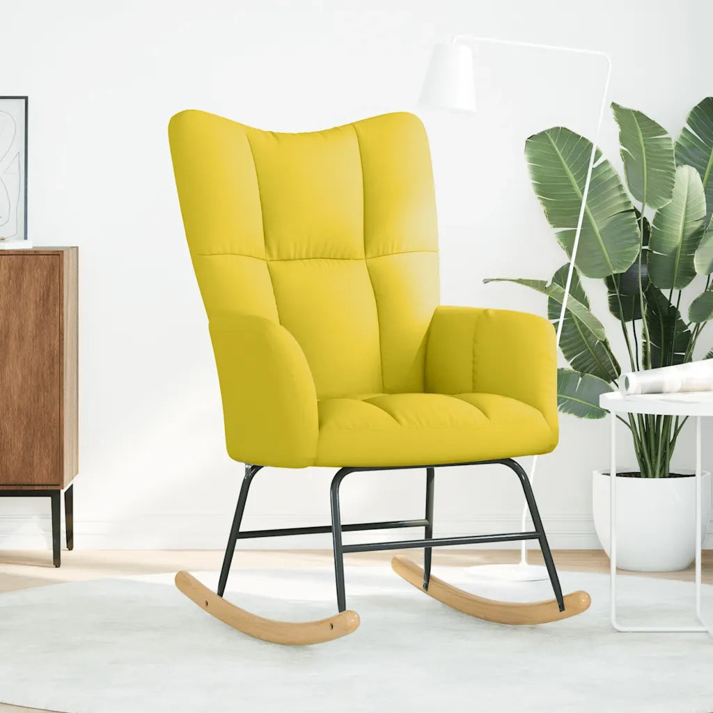 Sedia a Dondolo Giallo Chiaro in Tessuto 4016798