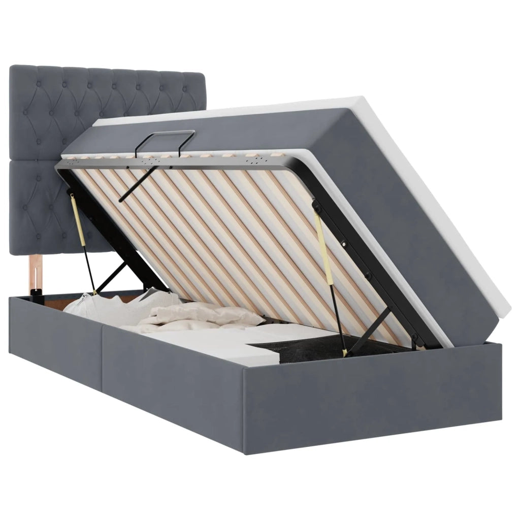 Letto con contenitore e LED Grigio scuro 90 x 200 cm Velluto 3372700