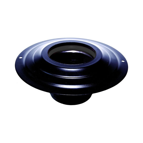 Rosone  con tronchetto DN  80 mm  d. esterno 230 mm. in acciaio inox verniciato nero per stufa a pellet o legna tubo nero  ce Made in Italy