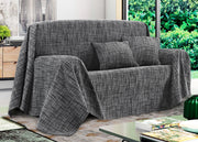 Telo Arredo Copridivano Multiuso Copritutto Misto Cotone Modello Multirighe - 260x260 - Carbone