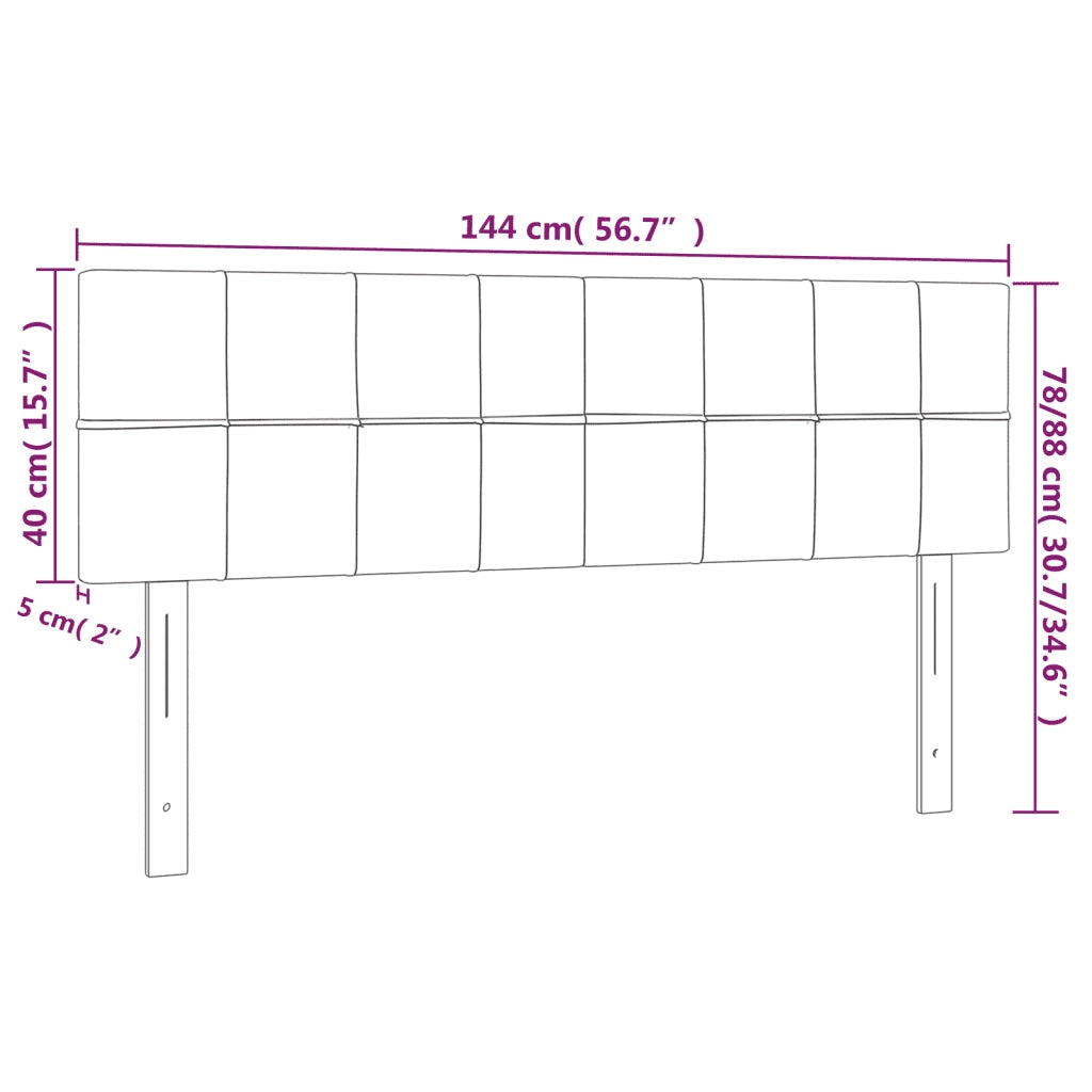 Testiera a LED Nera 144x5x78/88 cm in Velluto 3121662