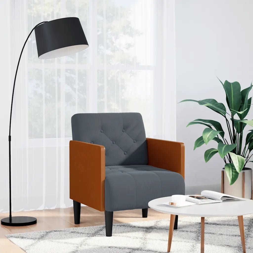 Divano Sedia con Braccioli Grigio Scuro 55 cm in Velluto 4100596