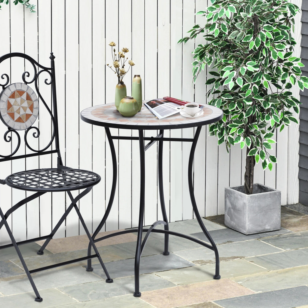Tavolo da giardino rotondo ¨C zephmum ¨C arancione e bianco, ?60xH71 cm