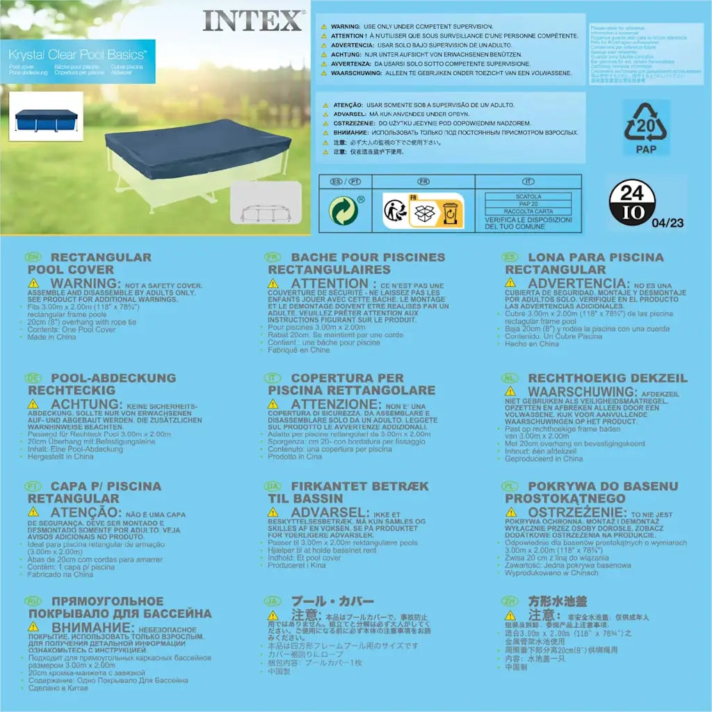 INTEX Copertura per Piscina Rettangolare 300x200 cm 28038 91502