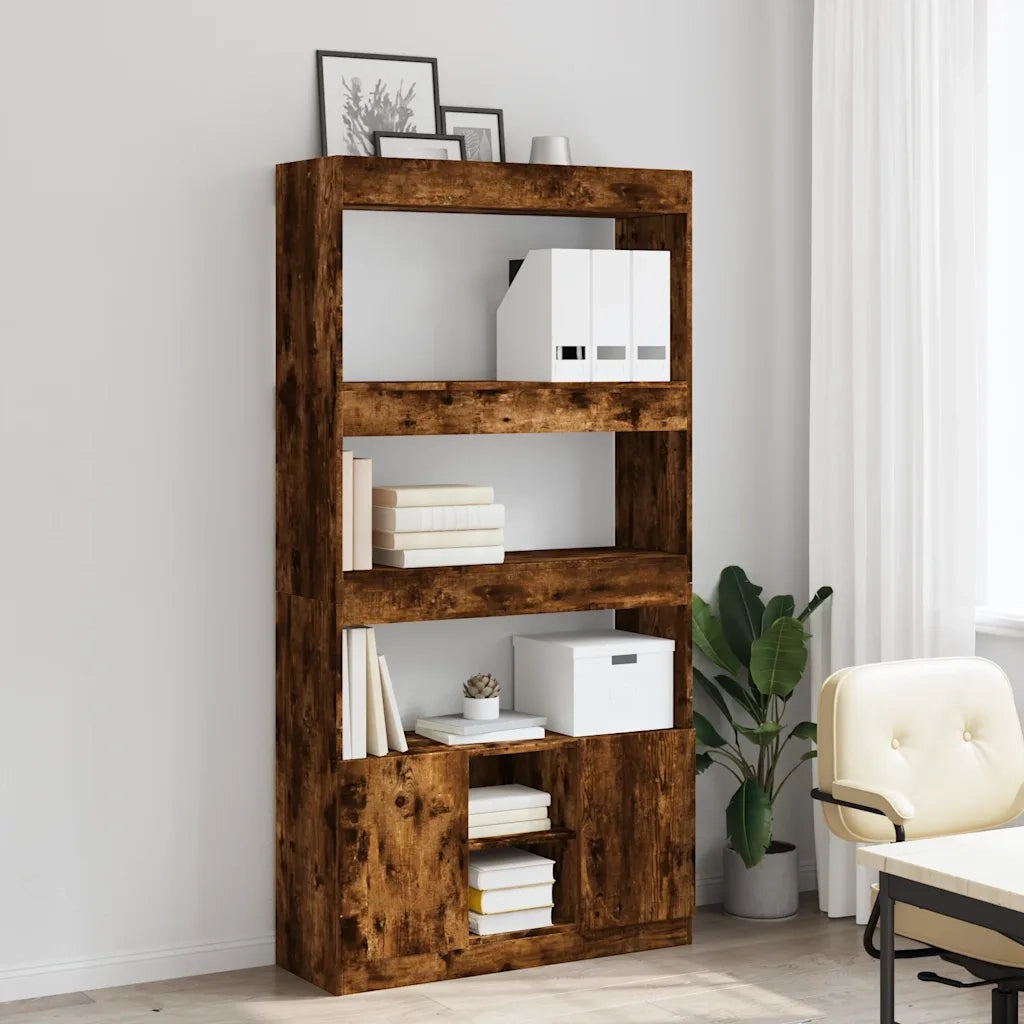 Credenza | Madia | Buffet da pranzo | Armadio da pranzo Rovere Fumo 92x33x180 cm in Legno Multistrato