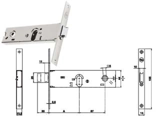 SERRATURA DA INFILARE PER FASCE CATENACCIO E SCROCCO MM.44 H 87002  mm.70 a 2 mandate (Y8700270080)    YALE