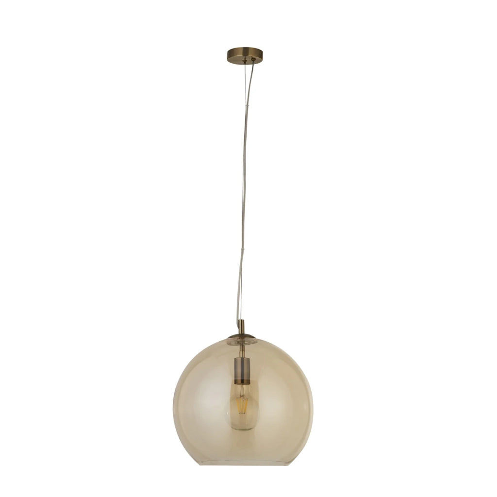 Sospensione Contemporanea Balls Acciaio Adjustable Vetro Ambra 1 Luce E27
