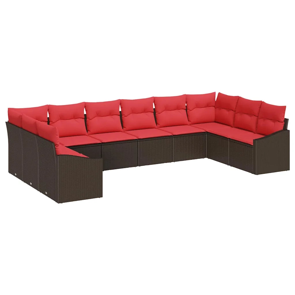 Set di divani 10 pz Marrone polyrattan 3346904
