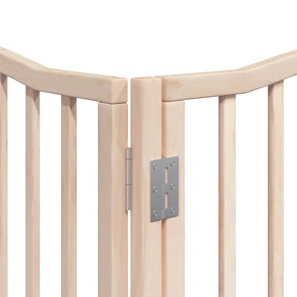 Cancelletto di sicurezza per cani con porta pieghevole 6 pannelli legno di pioppo marrone 02_0023028
