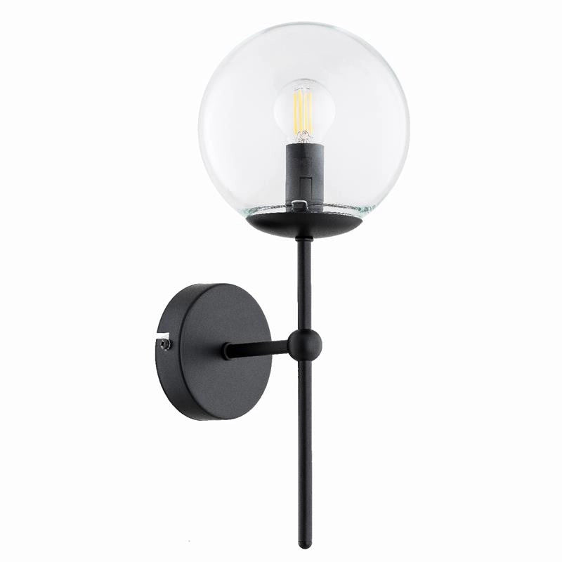 Applique industriale nera sfera vetro SEBIA E14 Alfa