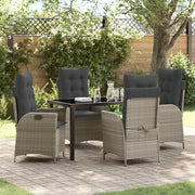 Set da Pranzo per Giardino 5 pcs Grigio chiaro polyrattan
