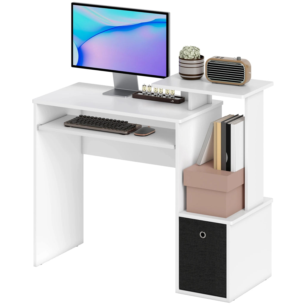 Scrivania Moderna con Cassetto e Ripiani ¨C Minimal ¨C Bianco e Nero 100x40x86.6cm
