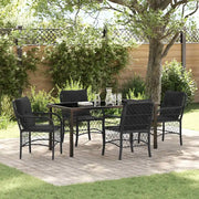 Set da Pranzo per Giardino con cuscino 5 pcs Nero polyrattan
