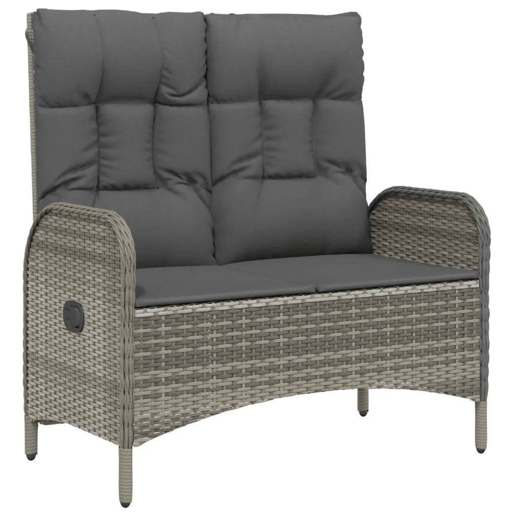 Panchina Reclinabile da Giardino | Panca da Giardino Cuscini 107 cm Polyrattan Grigia