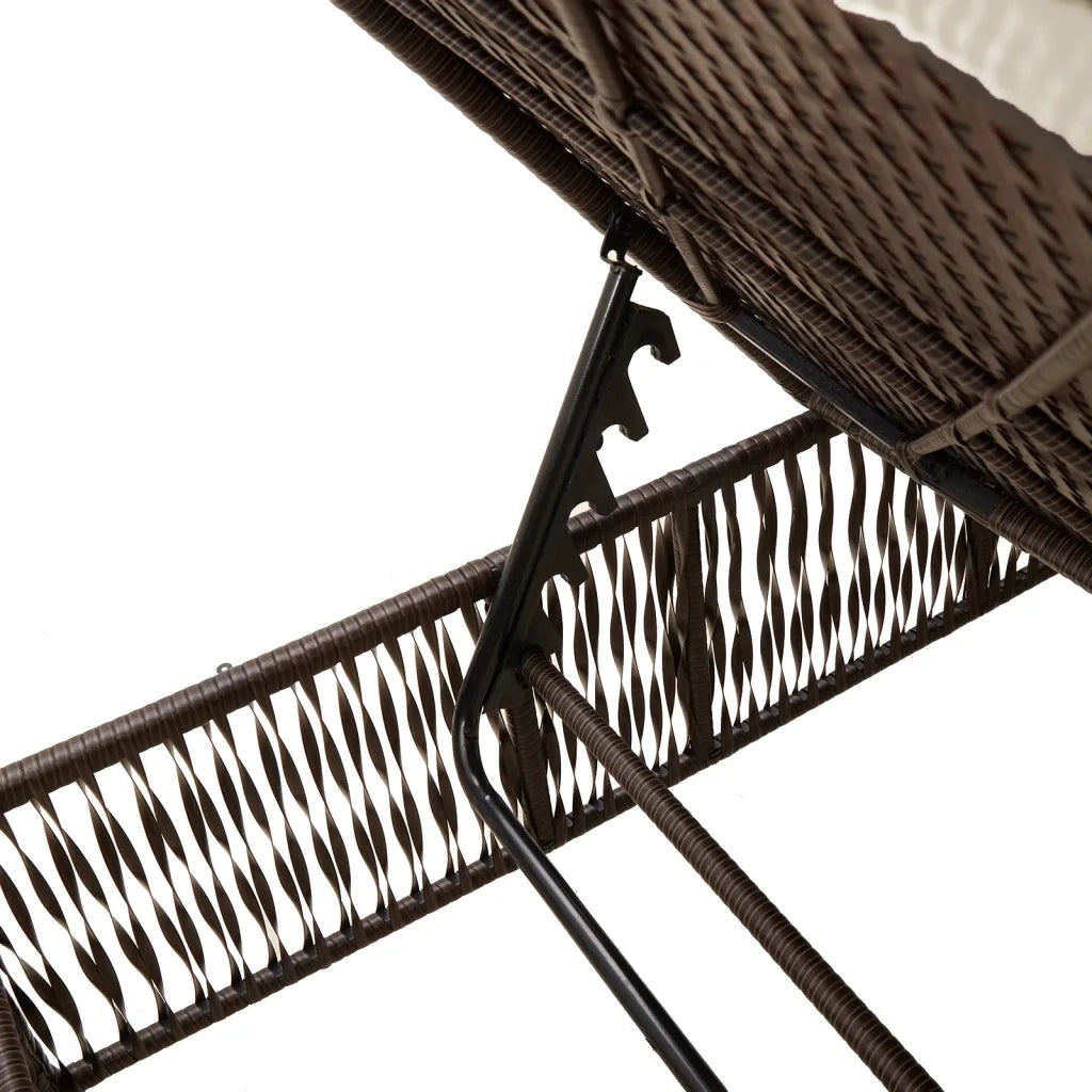 Lettino Prendisole con Cuscino Marrone in Polyrattan 4002738