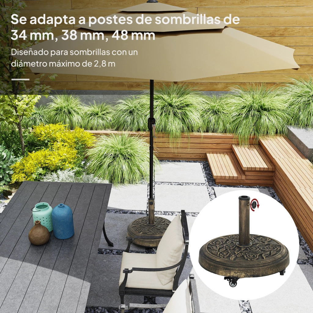 Base per Ombrellone con Ruote ¨C Minimal ¨C Bronce ?49x42 cm