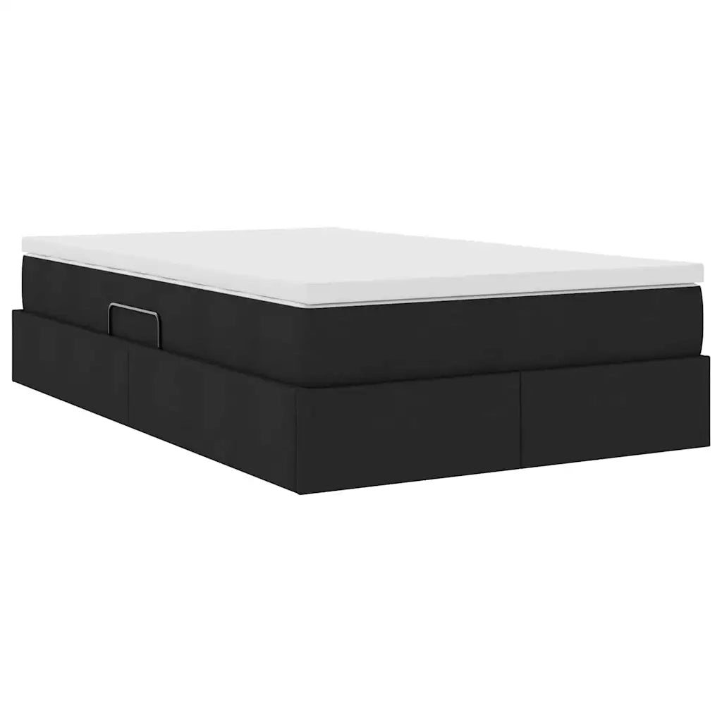 Letto con contenitore e materasso Nero 120 x 200 cm Poliestere