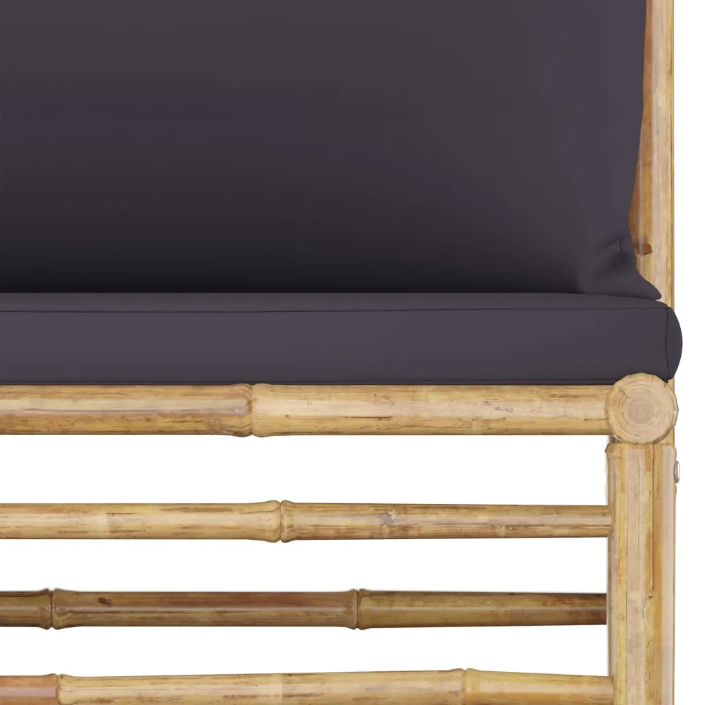 Set Divani da Giardino 6 pz con Cuscini Grigio Scuro in Bambù 3058198