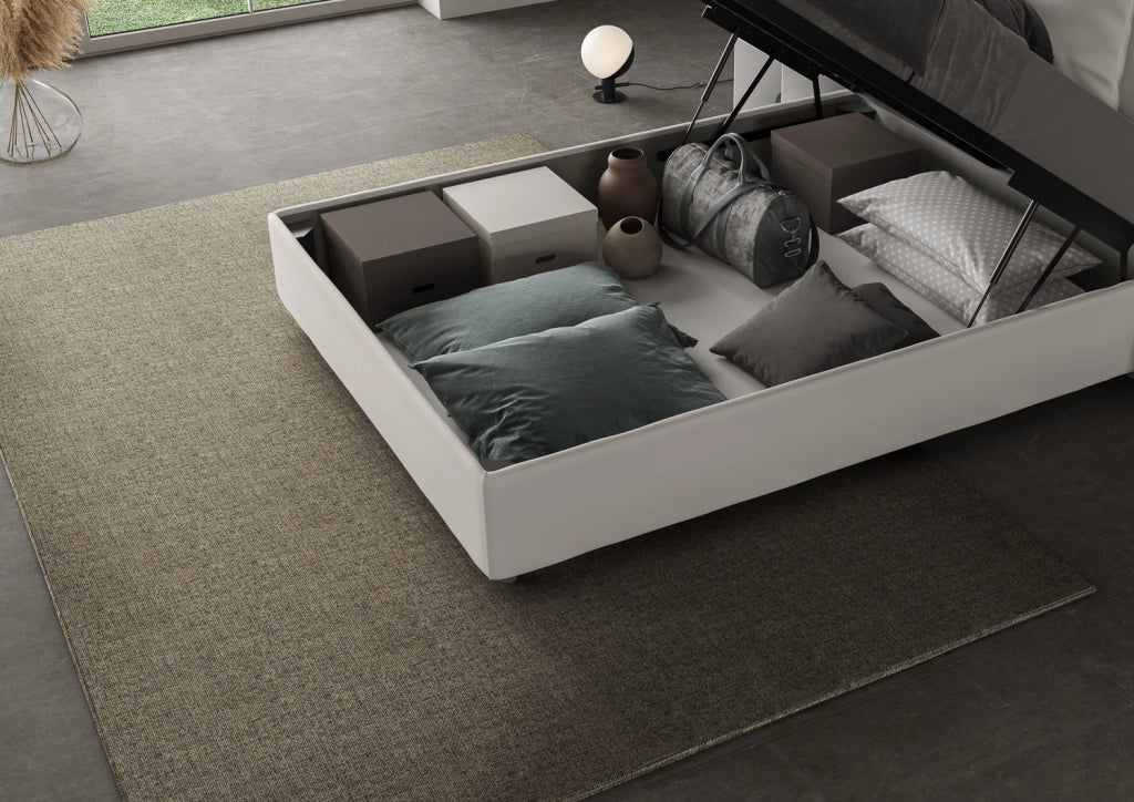BS COM Letto una piazza e mezza contenitore imbottito 120x190 similpelle bianco