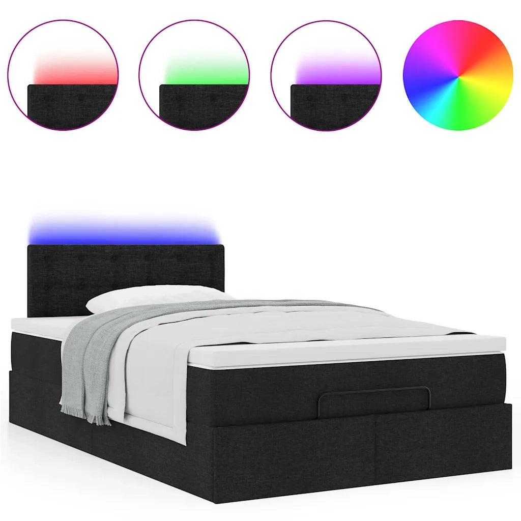 Pouf Letto con Materasso Nero 120x200 cm in Tessuto 3312466