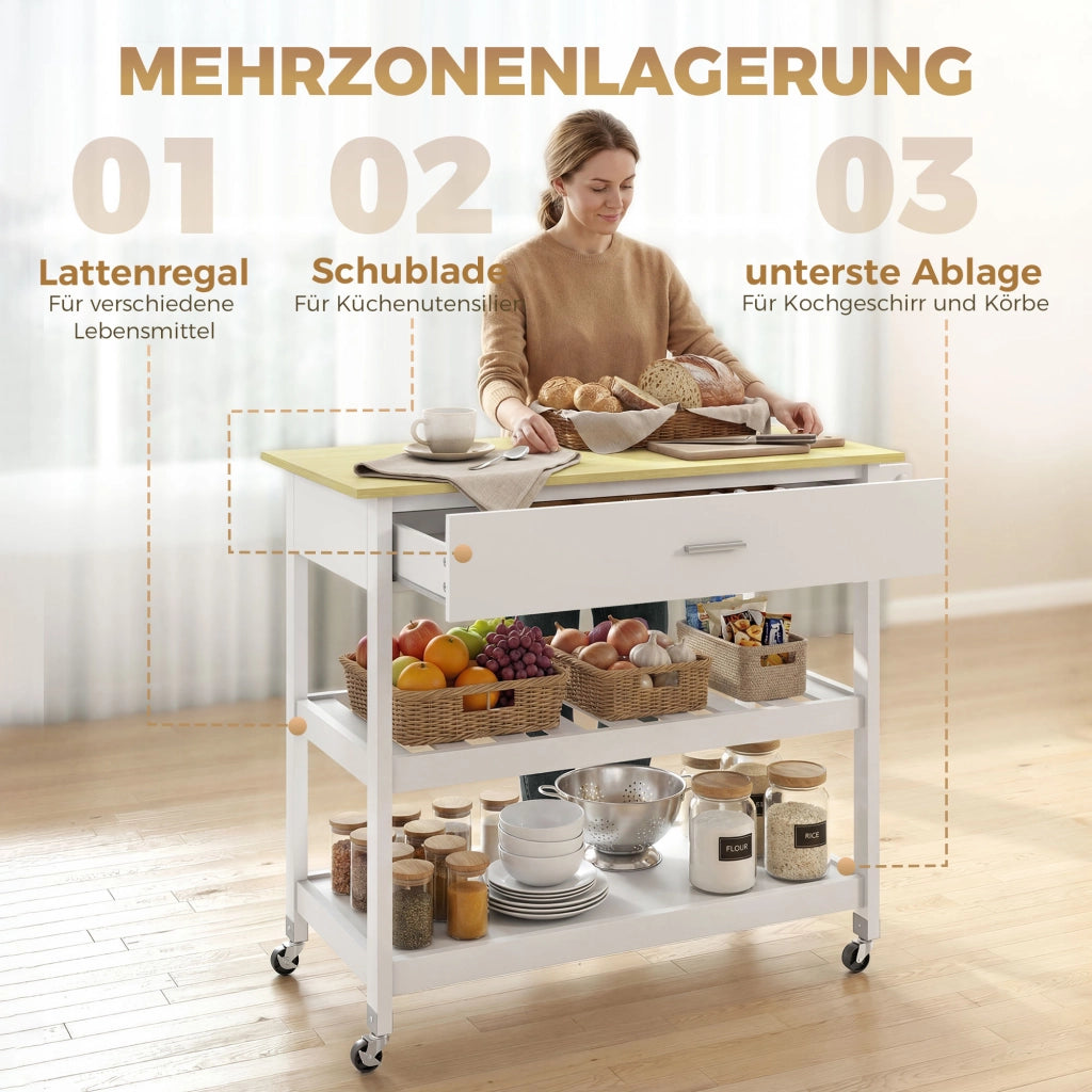 Carrello da cucina con ripiani ¨C zephmum ¨C Bianco