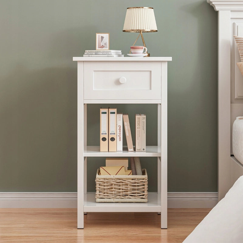 Comodino laterale con cassetto e 2 ripiani, stile loft, in legno, moderno, 45 cm