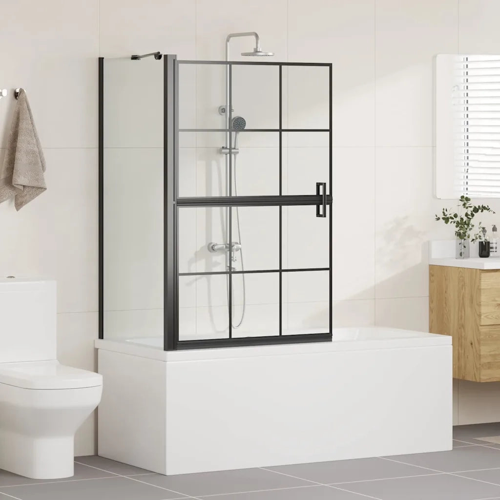 Schermo per Bagno e Doccia Nero e trasparente 116 x 68 x 128 cm
