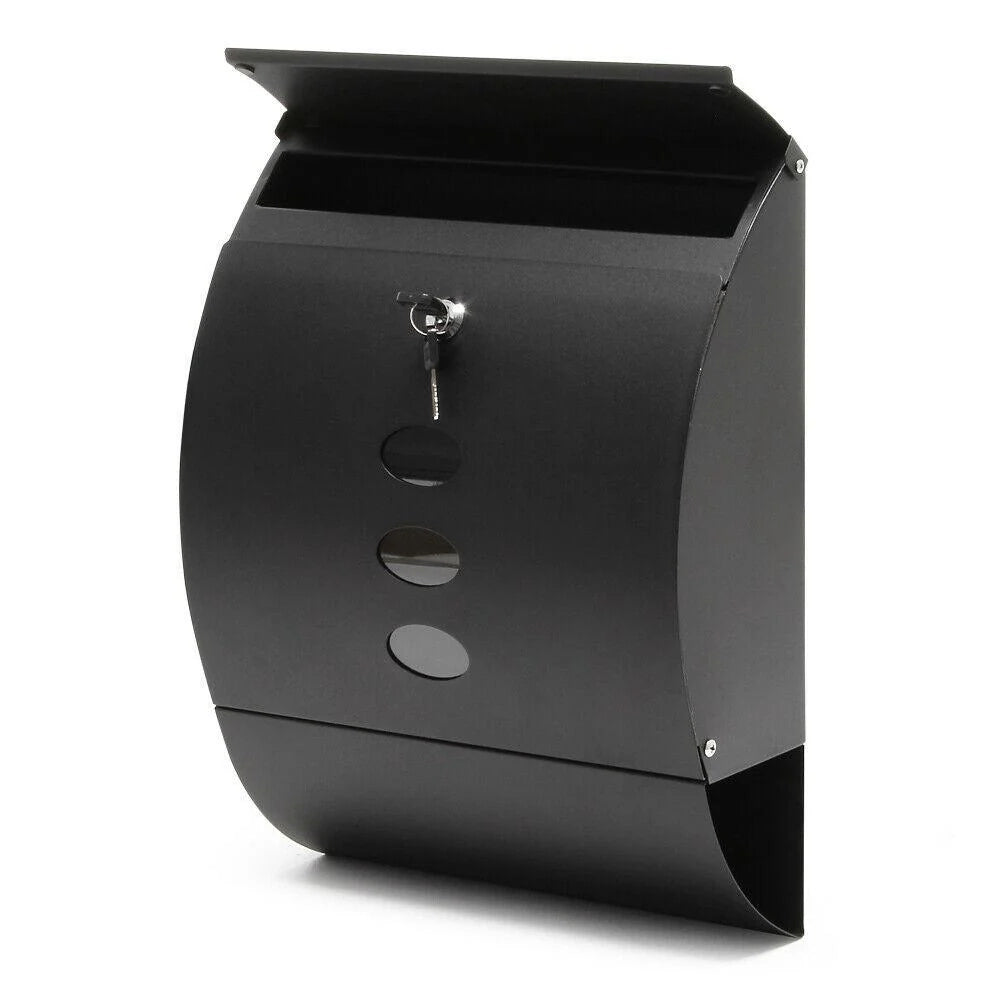 Cassetta postale di design da parete con scomparto per giornali acciaio zincato 32 x 40 x 12 cm nero 16_0000081
