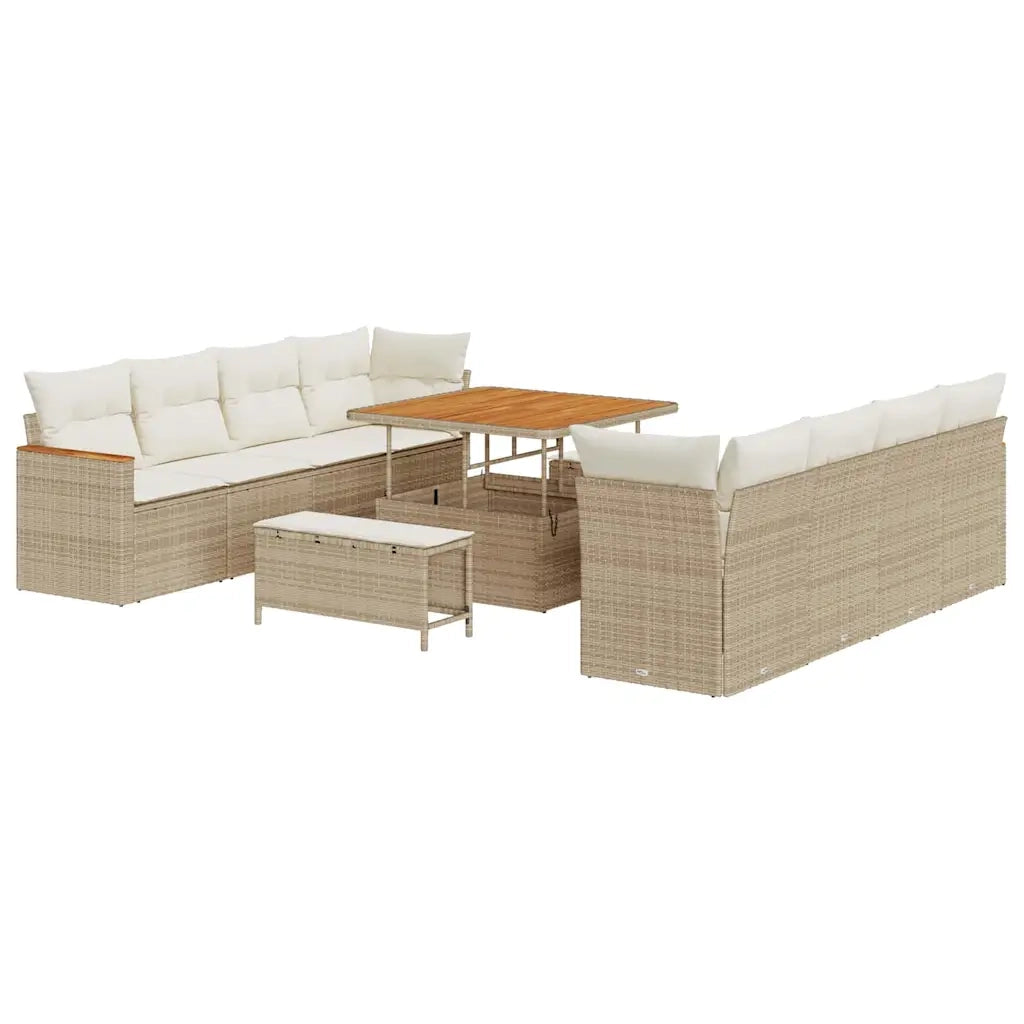 Set Divano da Giardino 11 pcs Beige polyrattan