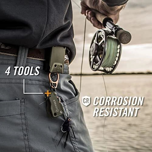 Gerber 30-001436DIP FreeHander Nip and Clip Fishing Multitool 8 funzioni in acciaio inox apertura a una mano colore Verde Oliva