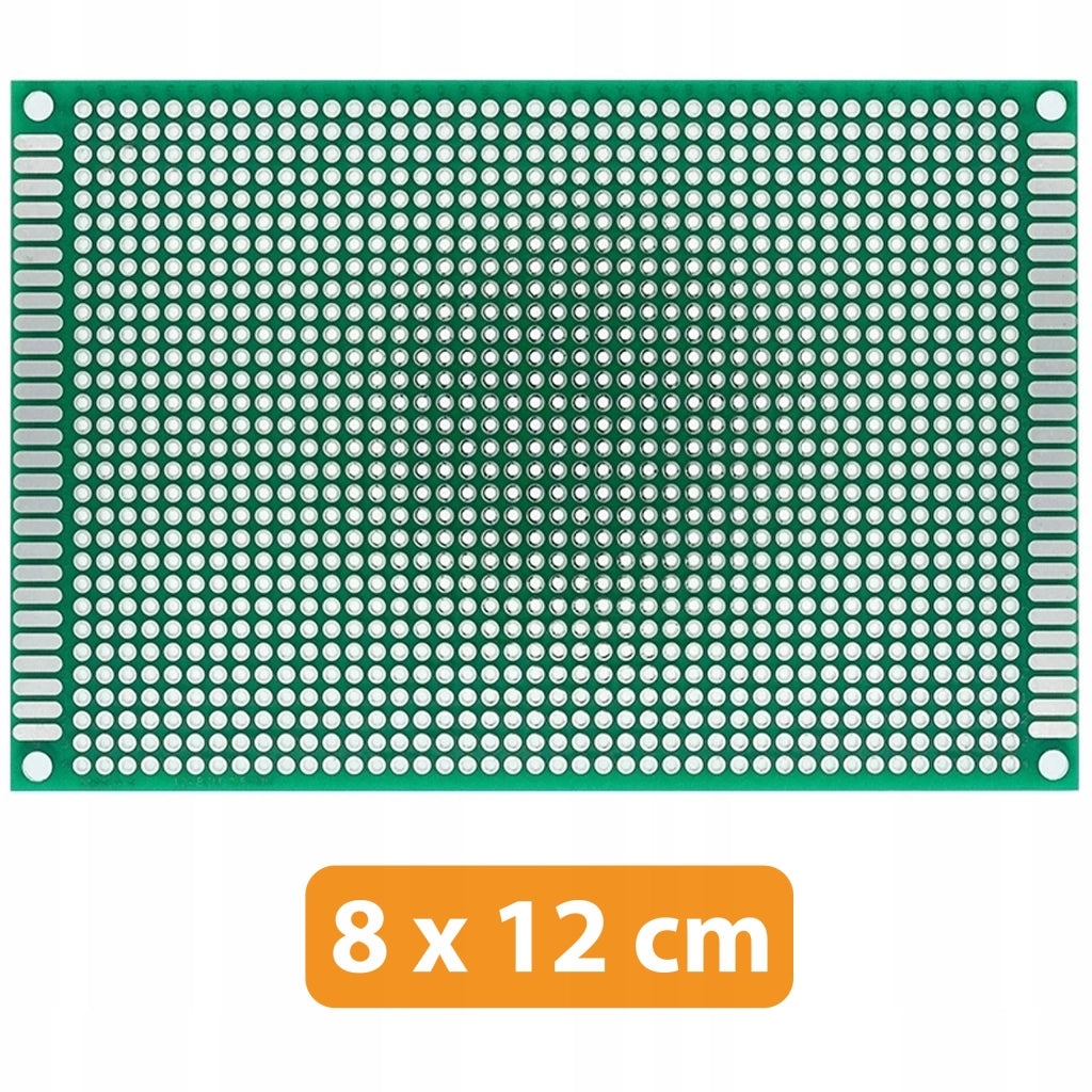 Piastra Prototipale Universale Doppia Faccia 80 x 120 mm – Fori 2,54 mm | Montaggio THT | Elettronica Prototipale