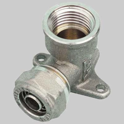 RACCORDO A GOMITO FEMMINA CON FLANGIA PER TUBO COBRAPEX  1/2 x 18 S. 2,5     TIEMME