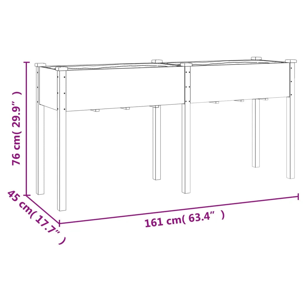 Fioriera con Fodera-Vaso-Contenitore per Piante Marrone 161x45x76cm Legno Massello di Abete