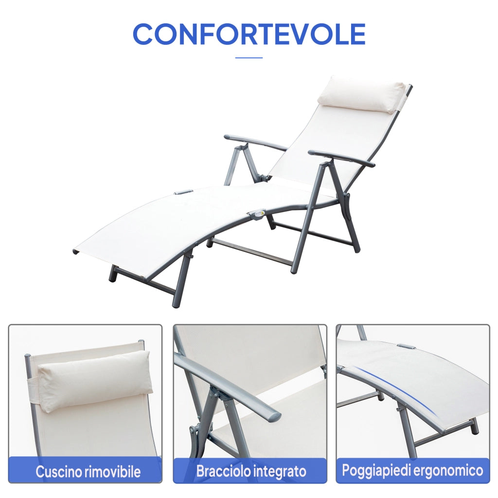 Sdraio da Giardino Pieghevole con Cuscino ¨C Minimal ¨C 137x63.5x100.5cm Beige