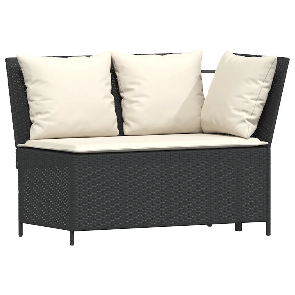 Set Divani da Giardino 3 pz con Cuscini in Polyrattan Nero 3365341