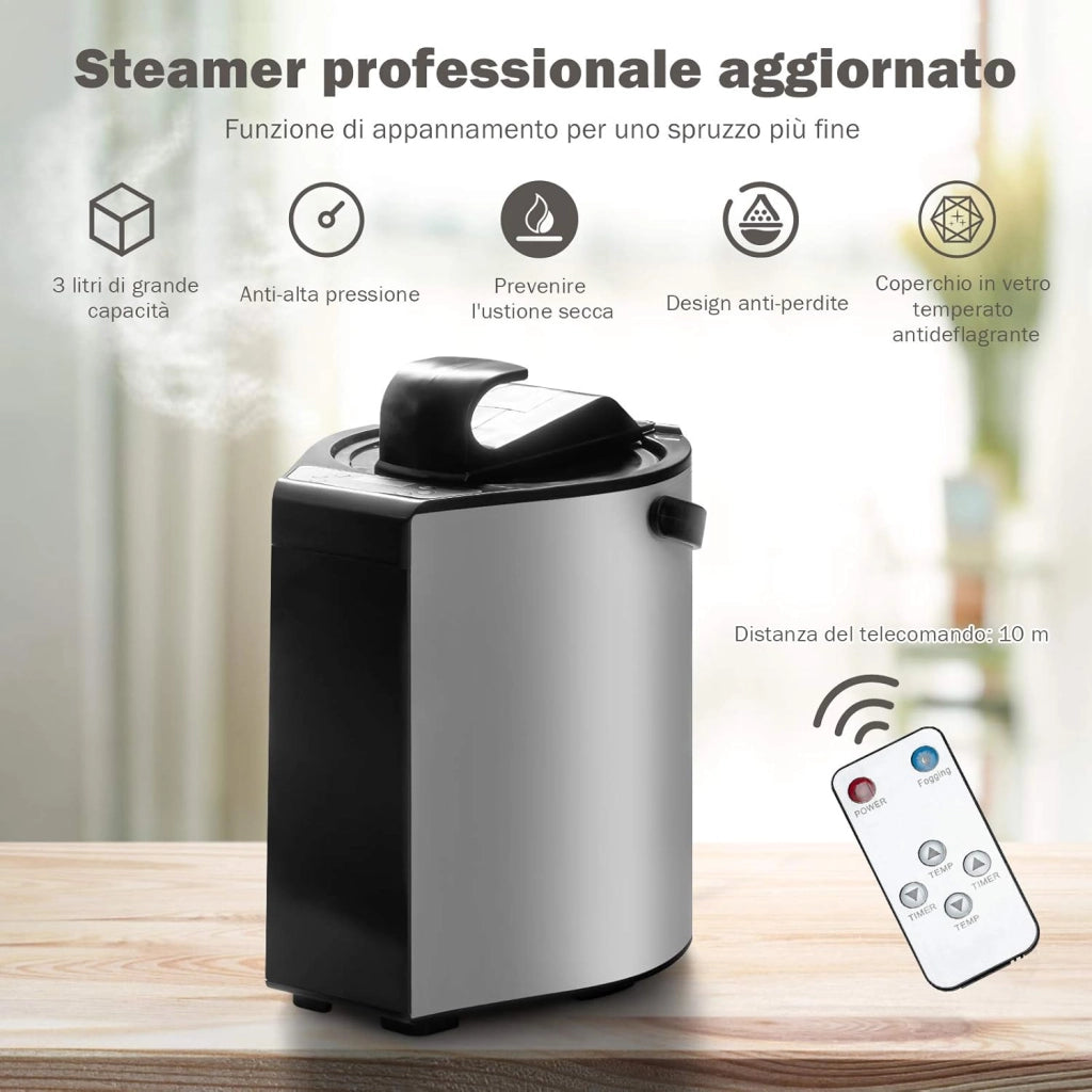 1000 W Sauna a Vapore Portatile con Telecomando, Sauna Domestica Bagno di Vapore con Sedia, Sauna Spa 3L, Funziona Timer 15-90 min (Grigio)