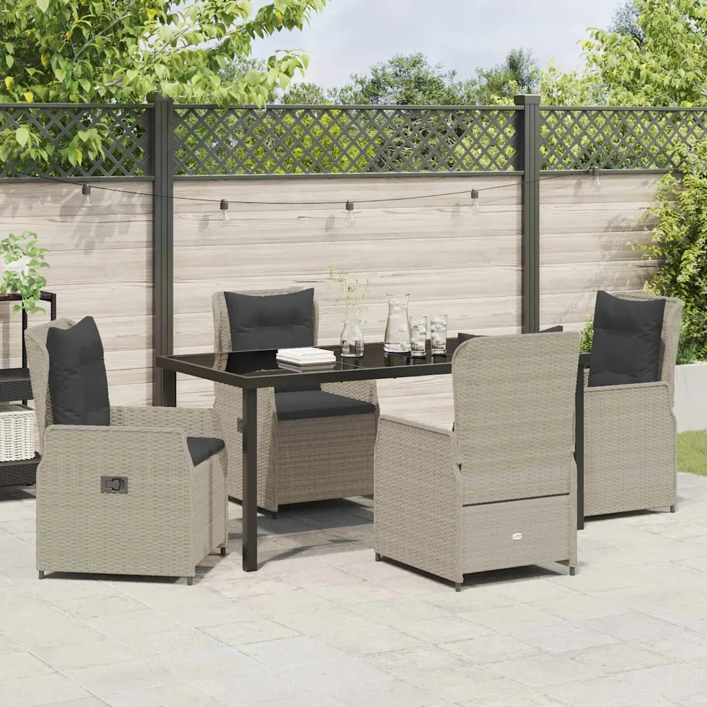 Set da Pranzo per Giardino 5 pcs Grigio chiaro polyrattan