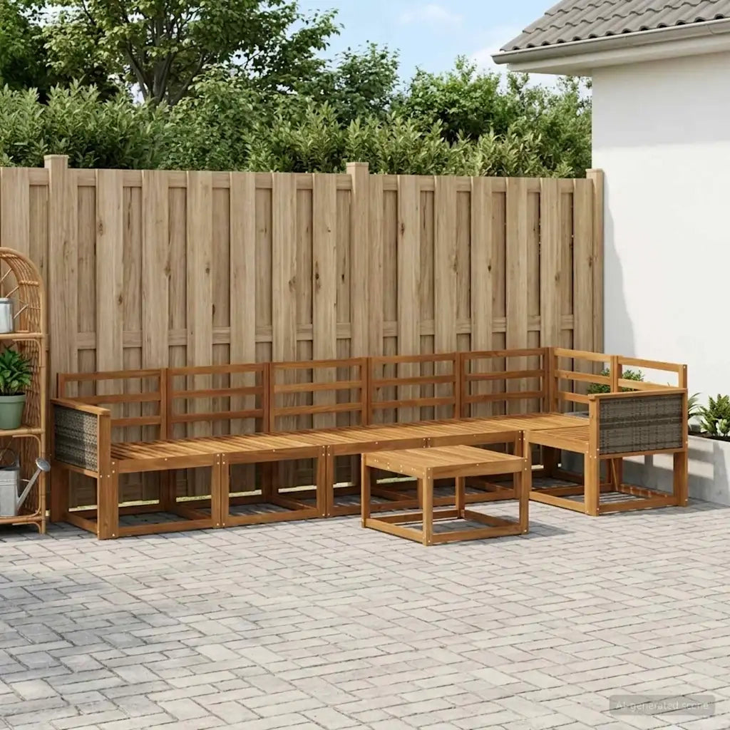 Set di divani da esterno 7 pcs Naturale