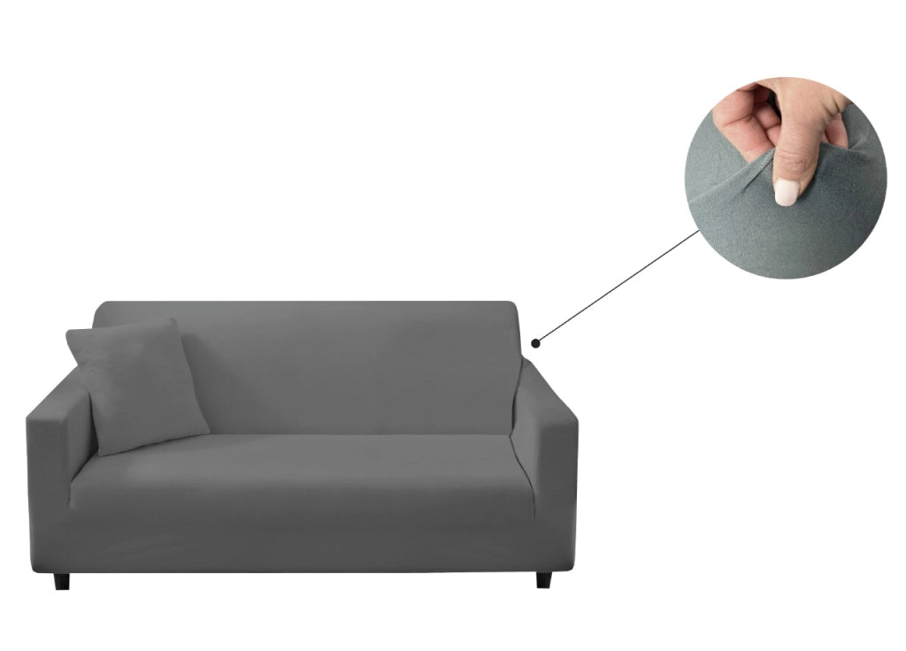 Copridivano Antimacchia Elasticizzato Penisola Componibile Tinta Unita Modello Perfetto - 3 Posti - Grigio Scuro