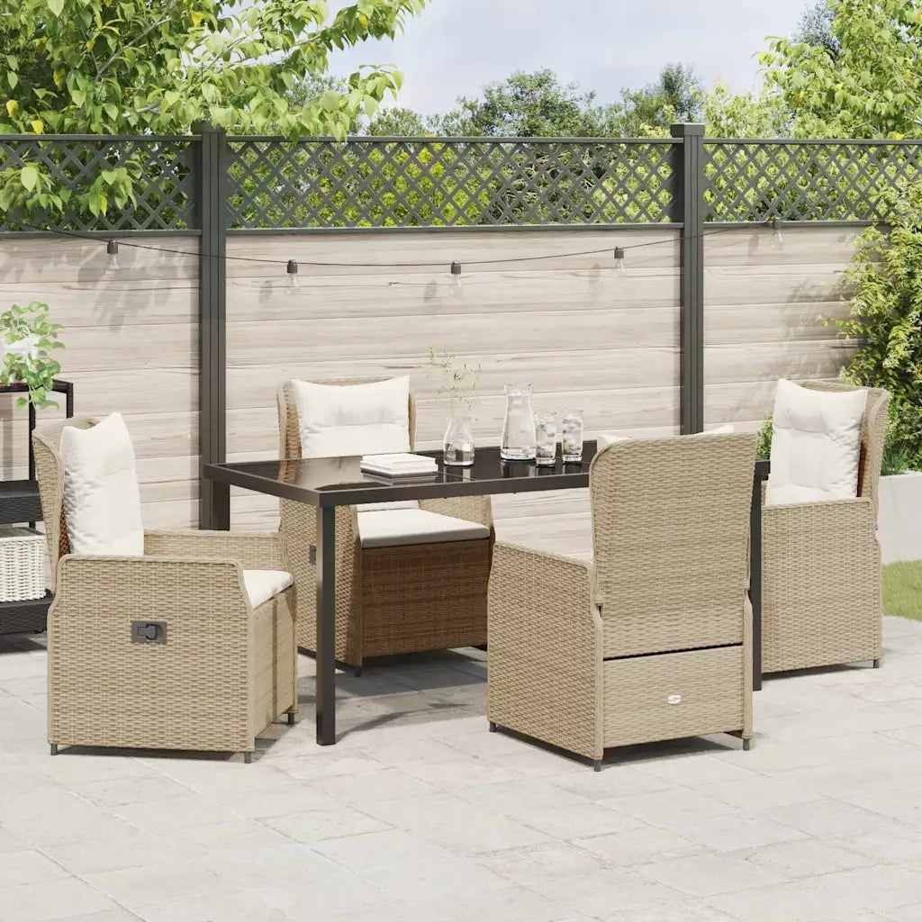 Set da Pranzo per Giardino 5 pcs Beige e Grigio Chiaro