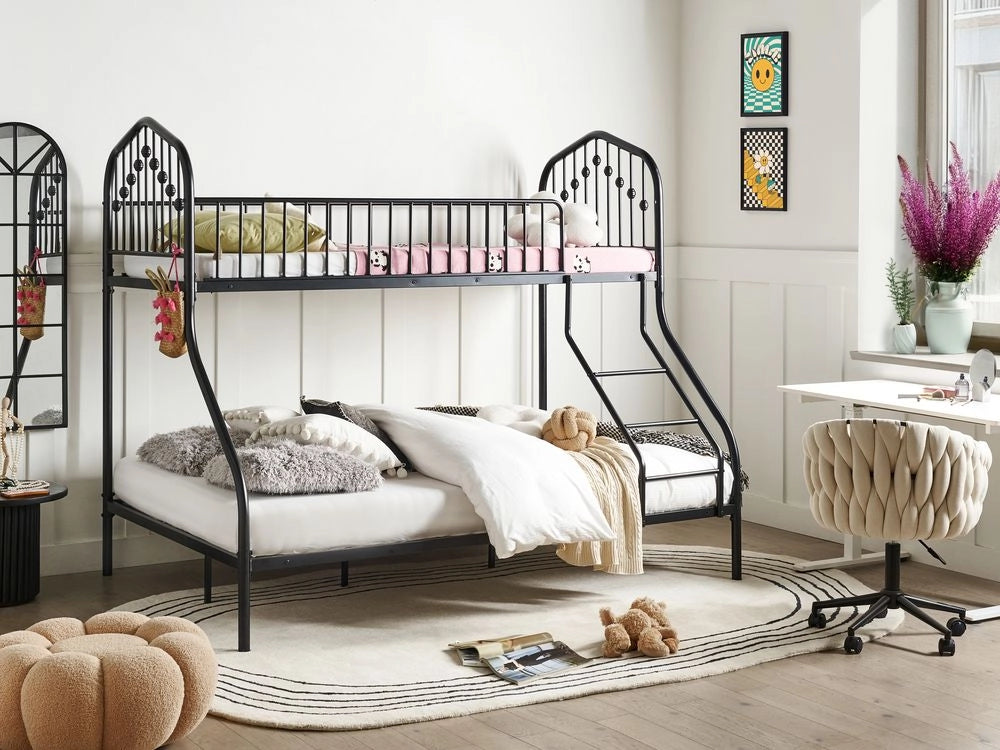 Letto a castello per bambini Camera dei bambini letto alto nero struttura in ferro 90/140 x 200 cm