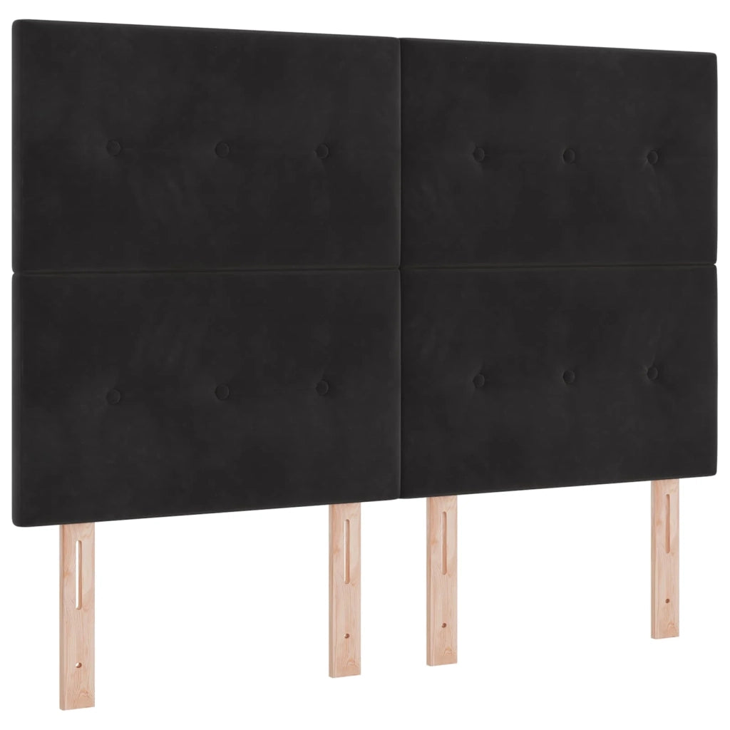 Testiera | Testata LED con strisce LED Nero 144 cm Velluto