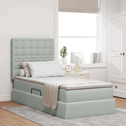 Letto con contenitore e LED Grigio chiaro 90 x 200 cm Velluto