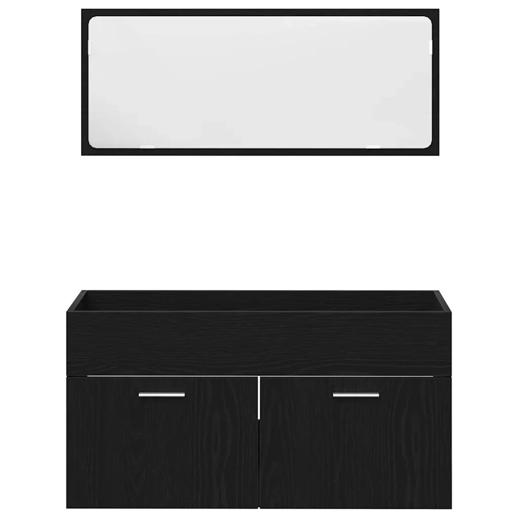 Set di mobili per il bagno 3 pcs Rovere Nero Legno multistrato 3334339
