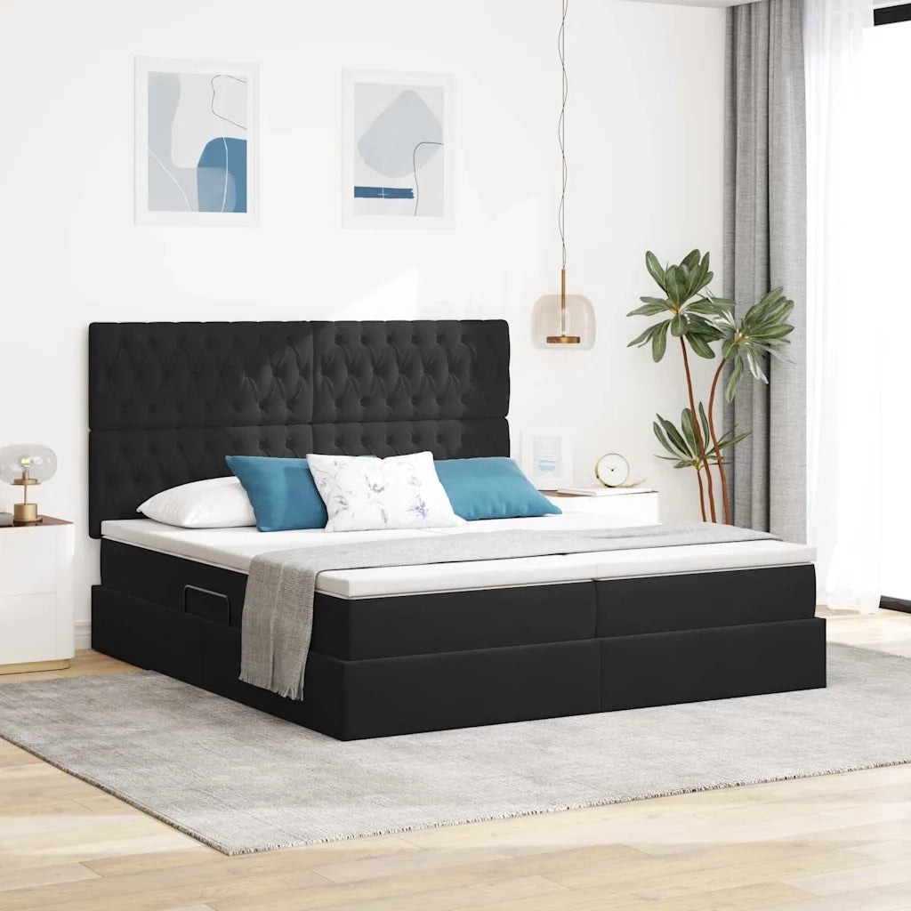 Letto con luci a strisce a LED Nero 180 x 200 cm Velluto