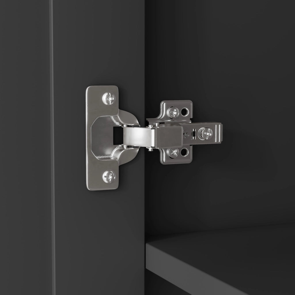 Mobile da bagno, mobile alto, design a doppia anta, ripiani regolabili, nero