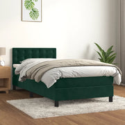 Letto a Molle con Materasso e LED Verde Scuro 100x200cm Velluto 3134630