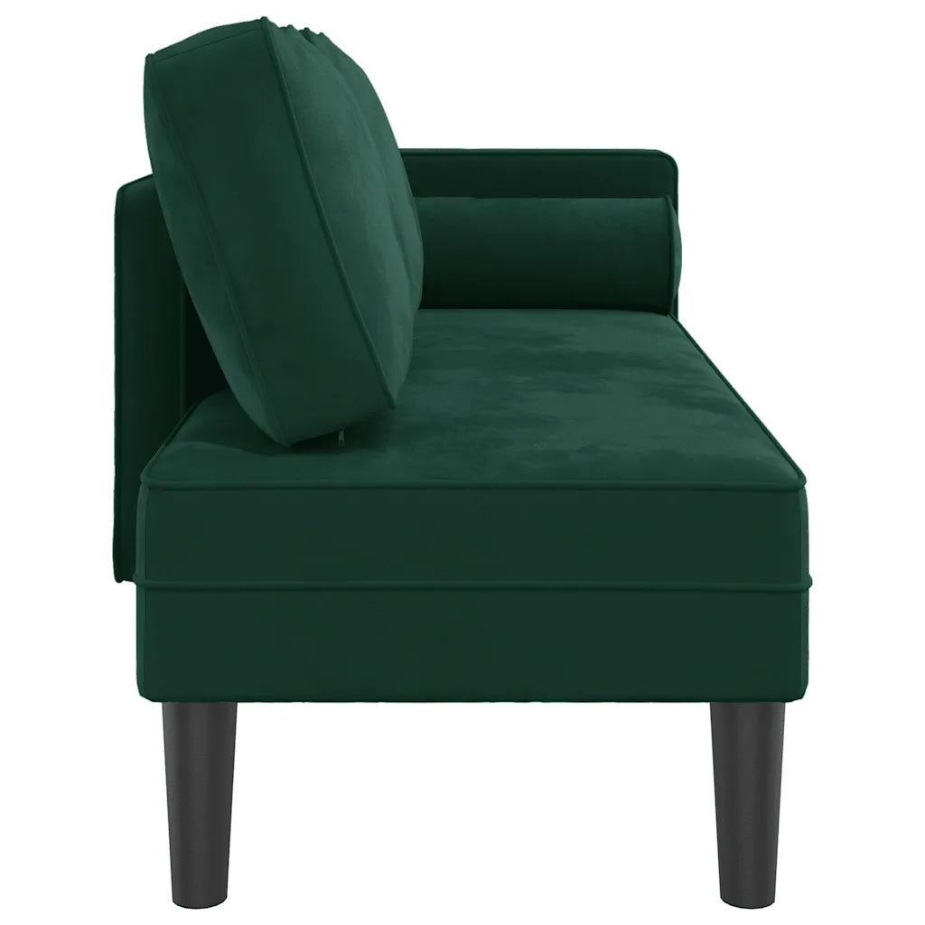 Chaise Longue con Cuscini Verde Scuro in Velluto 4007573